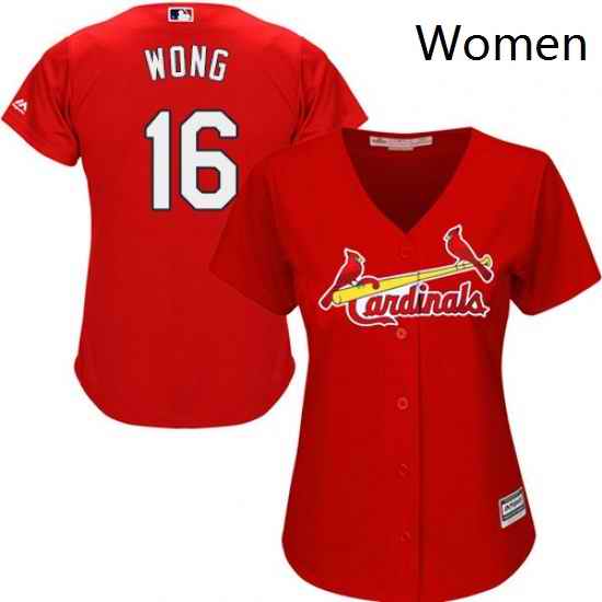 Womens Majestic St Louis Cardinals 16 Kolten Wong Replica Red Alternate Cool Base MLB Jersey